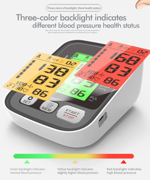 Easy-Use Automatic Upper Arm Blood Pressure Meter - Home Sphygmomanometer for Arterial Pressure Check
