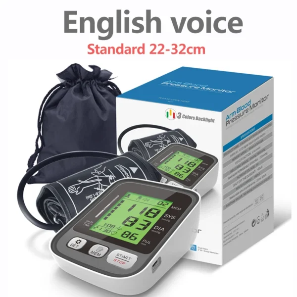 Easy-Use Automatic Upper Arm Blood Pressure Meter - Home Sphygmomanometer for Arterial Pressure Check