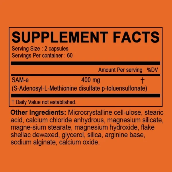 Sam-E 400mg Joint Supplement - Supports Joint Health, Brain Function, Improves Mood, Boosts Energy Levels, Relieves Stress