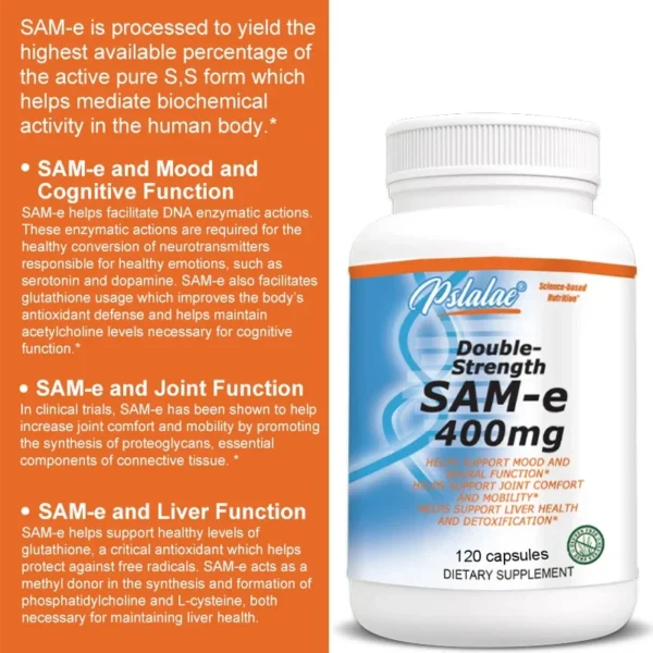 Sam-E 400mg Joint Supplement - Supports Joint Health, Brain Function, Improves Mood, Boosts Energy Levels, Relieves Stress