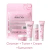 Sakura skin care sets with cleanser, serum, eye cream, facial cream, sunscreen beauty products for women, travel skin care kit