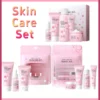 Sakura skin care sets with cleanser, serum, eye cream, facial cream, sunscreen beauty products for women, travel skin care kit