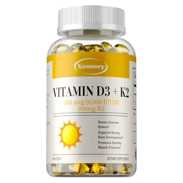 Vitamin D3 + K2 Capsules - Supports Circulation, for Bone, Joint, Teeth and Skin & Immune HealthSupplement
