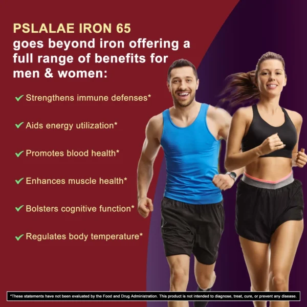 Iron Supplement 65 mg with Vitamin C - Maximized Absorption, Increase Energy, and Improve Immune Function