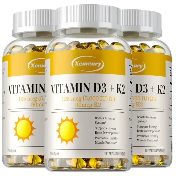 Vitamin D3 + K2 Capsules - Supports Circulation, for Bone, Joint, Teeth and Skin & Immune HealthSupplement