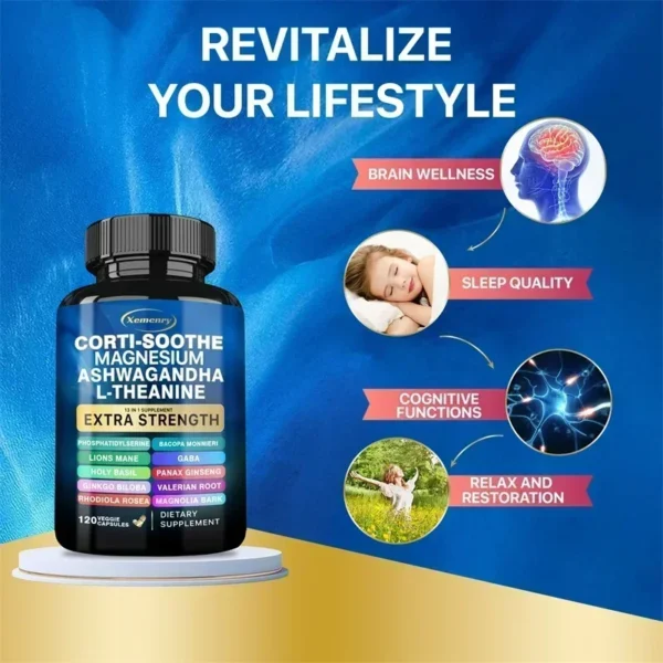 Corti-Soothe Supplement - Helps Lower Cortisol, Support Adrenal Health, Replenish Energy, Relaxation and Deep Sleep