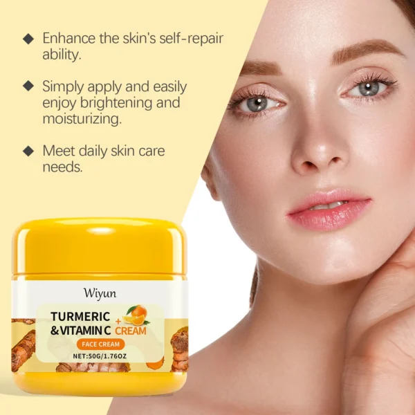 Turmeric Brightening Cream Fade Dark Spots Remove Pigmentation Smooth Fine Lines Lightening Lifting Moisturizing VC Facial Cream