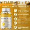 Vitamin D3 + K2 Capsules - Supports Circulation, for Bone, Joint, Teeth and Skin & Immune HealthSupplement