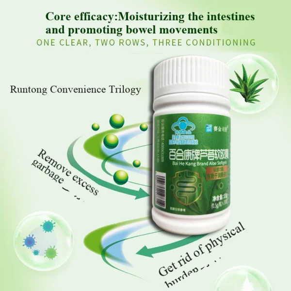Constipation adjust Relief Improve Gut Non-laxative Aloe Vera Capsules TO KEEP SKIN HEALTHY CFDA Approved Non-GMO