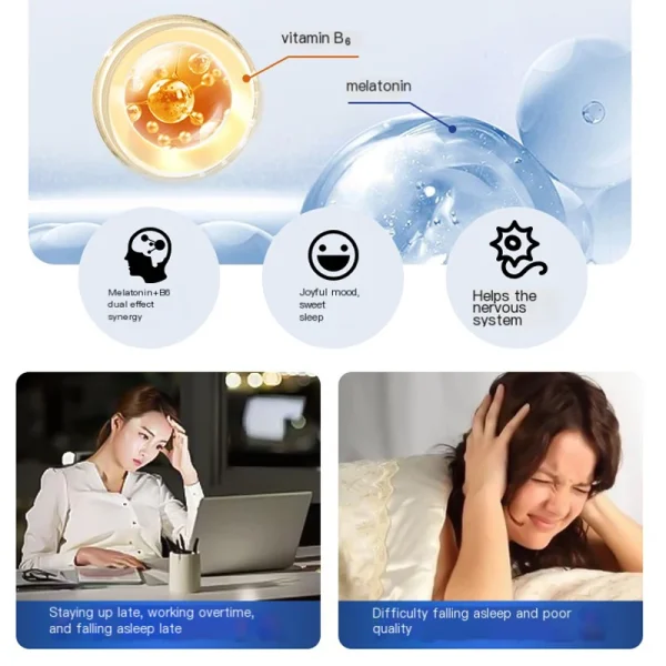 Promote Sleep, natural formula Dietary Supplement, Healthy deep sleep, permanent sleep, natural sleep,Melatonin & Vitamin B6