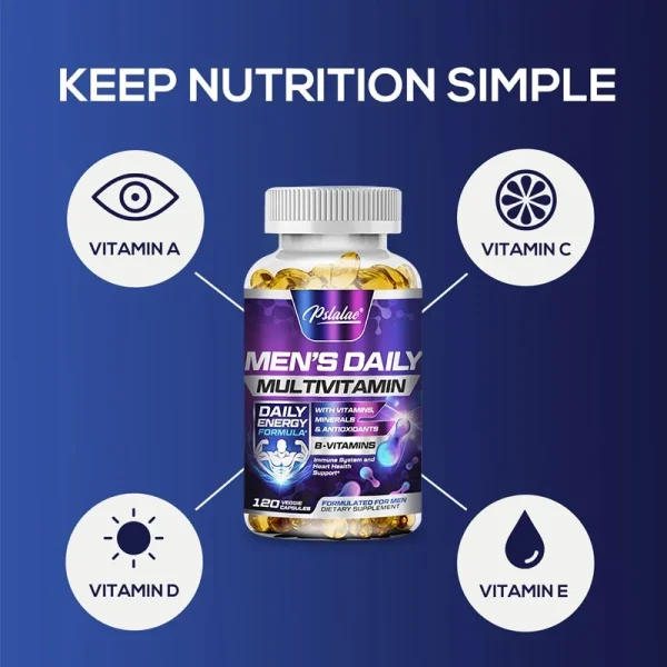 Men's Daily Multivitamin Supplement - Provides Cognitive Brain Health, Energy and Stamina, and Muscle Mass