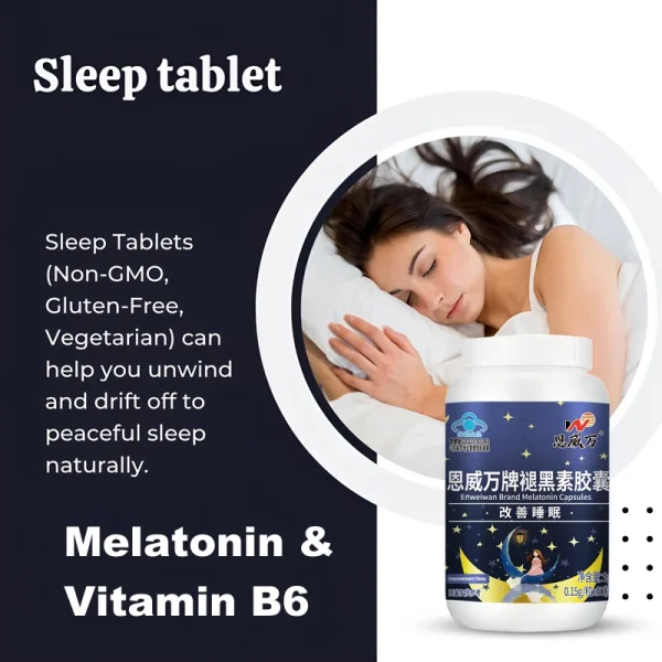 Promote Sleep, natural formula Dietary Supplement, Healthy deep sleep, permanent sleep, natural sleep,Melatonin & Vitamin B6