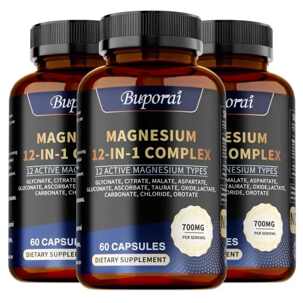 Magnesium complex Capsules - Supports Bone, Digestive and Sleep Health, Relieves Leg Cramps, Soothes Nerves and Boosts Energy